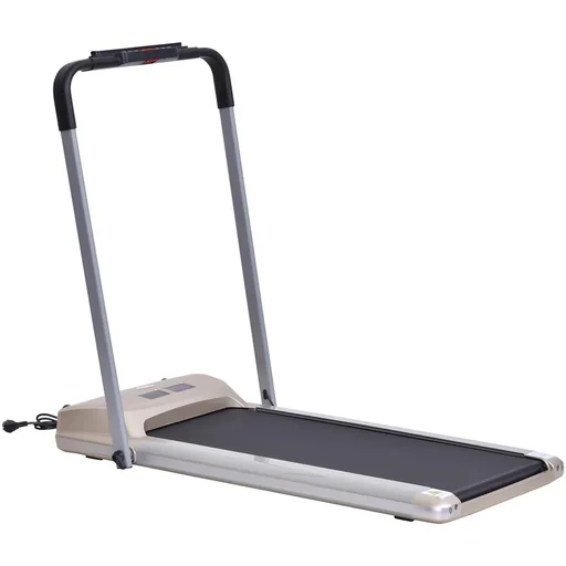 "Elektrisches Laufband mit LCD Display, Faltbares Fitnessgerät, 1-10 Km/h, Stahl, Schwarz+ Grau+Champagner, 70 x 128 x 11 image"