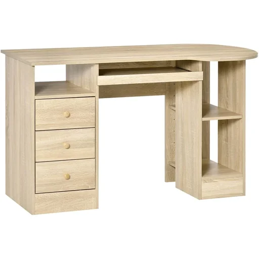 "Computertisch Schreibtisch Bürotisch Home Office Arbeitstisch mit Ablagen Schubladen Natur 125 x 60 x 74 cm image"