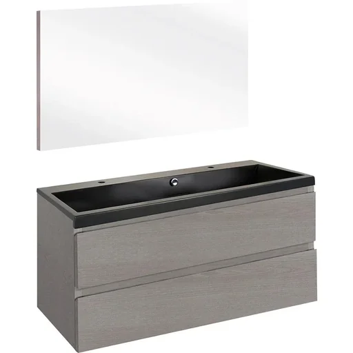 "Concept Badezimmermöbel met spiegel 100cm - gris/schwartz image"