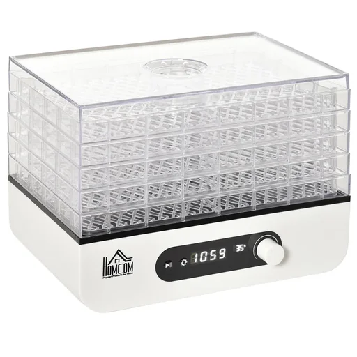 "Dehydrator Dörrgerät Dörrautomat mit 5 Einlegefächer Dörrer mit 35-70° Temperaturregler 72 Stunden Timer 400 Watt Fleisc image"