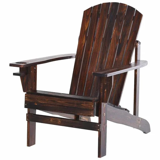 "Adirondack-Gartenstuhl mit Becherhalter Gartenliege Balkonstuhl Massivholz Verkohlt 97 x 72,5 x 93 cm image"