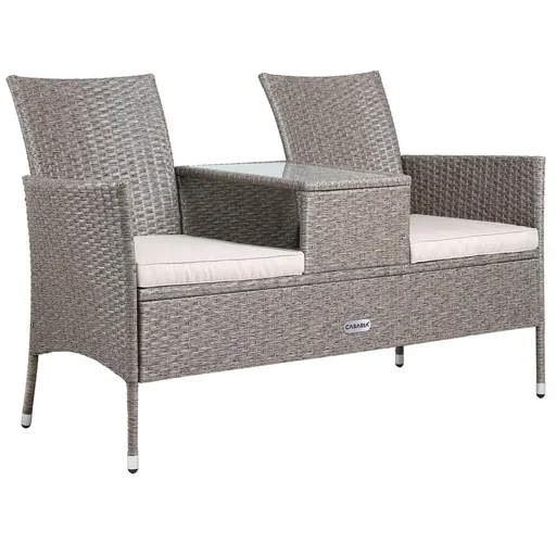 "Gartenmöbel-Set - Love Bench - Polyrattan - GREY image"