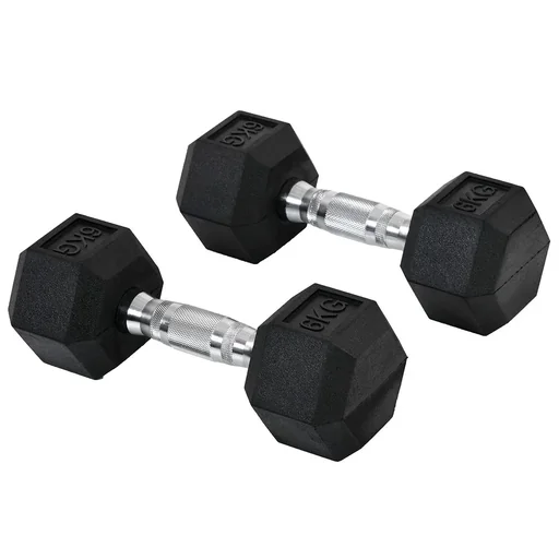 "2er-Set Gummi-Hantel Fitness Hantel Kurzhantel für Trainingsraum Büro sechseckige Form Metall Gummi schwarz 6 KG image"