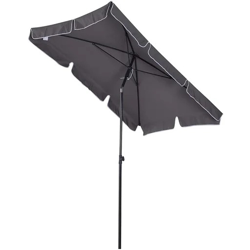 "Sonnenschirm Knickschirm Gartenschirm Marktschirm rechteckig Stahl 180/m² Polyester Grau 200 x 125 x 235 cm image"