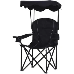 Campingstuhl mit Sonnenschutz schwarz