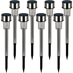 LED Solarlampen 8er Set - Edelstahl - Gartenbeleuchtung - Spülenstrahler- 31cm