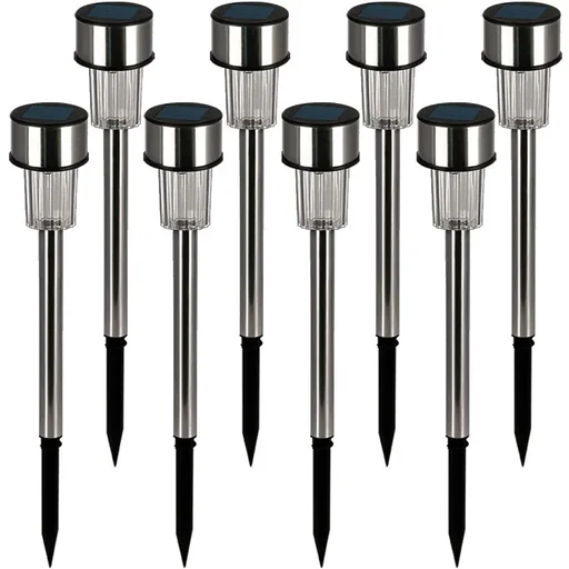 "LED Solarlampen 8er Set - Edelstahl - Gartenbeleuchtung - Spülenstrahler- 31cm image"
