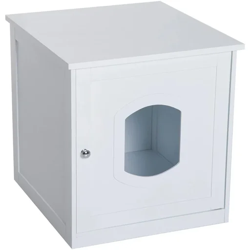 "Katzenhaus und Katzenklo MDF, weiß image"