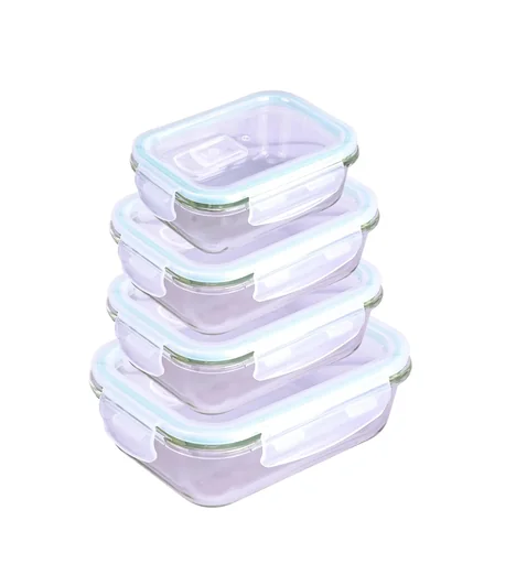 "Glas-Frischhaltedosen mit Mikrowellen-Deckel, Set, rechteckig, 4-teilig image"