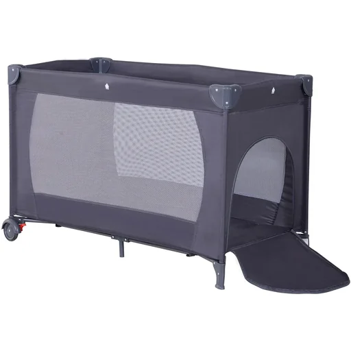 "Babybett Kinderreisebett klappbar Klappbett mit Matratze + Rollen Tragetasche Schwarz 120 x 60 x 75 cm image"