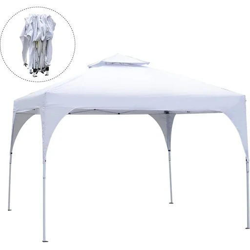 "Pavillon Gartenpavillon Partyzelt Gartenzelt Festzelt Doppeldach UV-beständig Wasserabweisend Metall + Oxford Weiß 3 x 3 image"