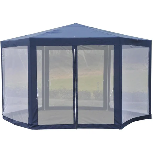 "Pavillon Gartenpavillon 6-eckig blau 3,9m x 3,9m image"
