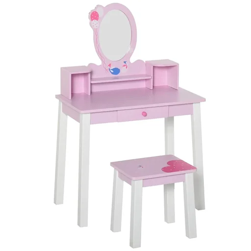 "2-Set Kinderschminktisch Frisiertisch Hocker image"