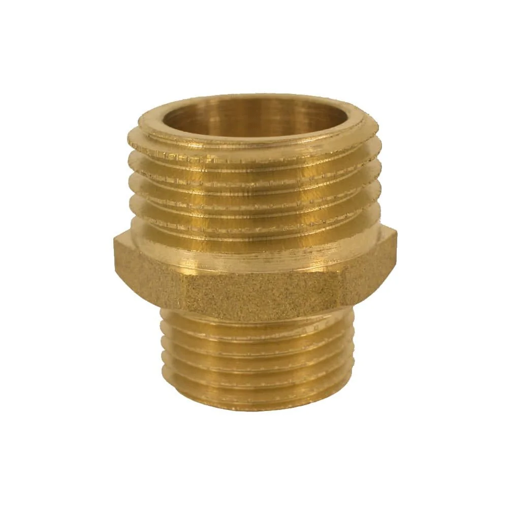 "Messing Fitting, Doppelnippel reduziert, 1/2" AG x 3/4" AG image"