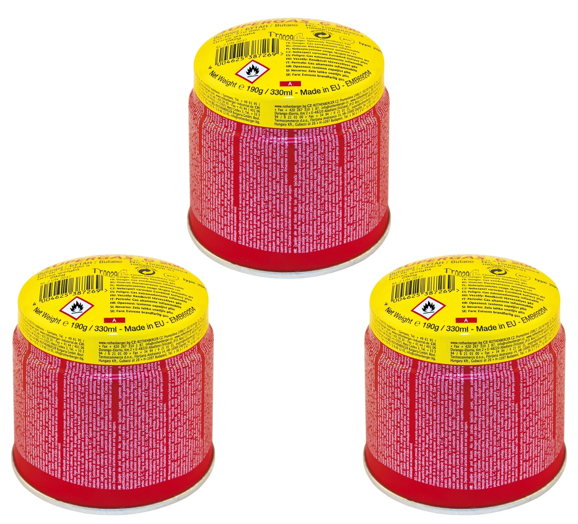 Gaskartusche 3er Set, 190g /330ml pro Kartusche