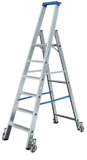 "Alu Stufen Stehleiter mit 4 Stufen, Leiter fahrbar image"