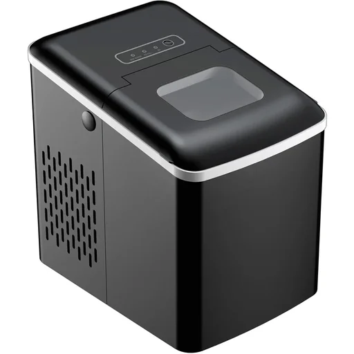 "Eiswürfelmaschine mit automatischer Reinigungsfunktion schwarz image"