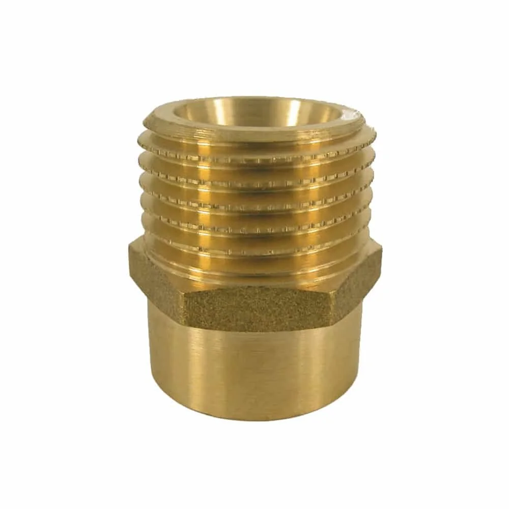 "Messing Fitting, Doppelnippel reduziert, 1/2" IG x 3/4" AG, Gewindefitting Messing image"