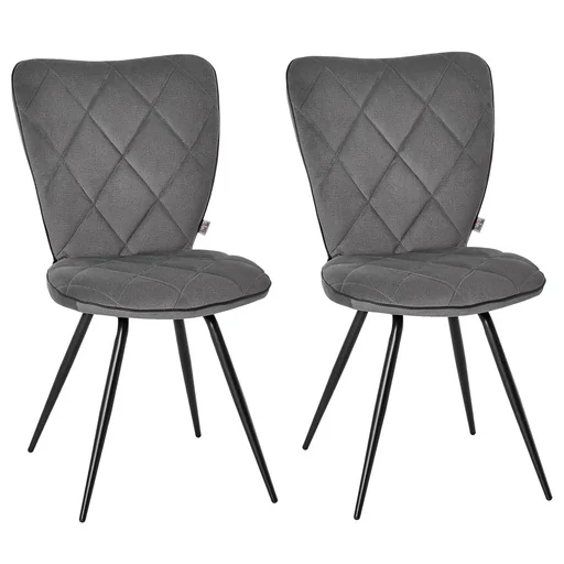 "2er-Set Esszimmerstühle Küchenstuhl Polsterstuhl mit Rückenlehne Flanell Schaumstoff Stahl Grau+Schwarz 47 x 62 x 91 cm image"
