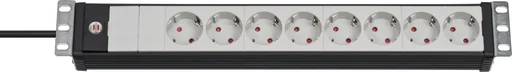 "Steckdosenleiste Premium-Line 8-fach, 19" Format ideal für Serverschränke, ohne Schalter, schwarz/grau image"