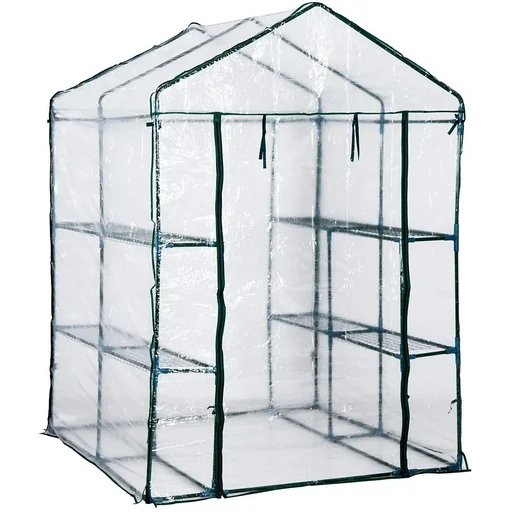 "Gewächshaus Treibhaus mit Ablagen Stahl 143x143x195cm image"