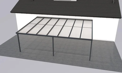 "Terrassendach Premium, anthrazit, 7120 x 5060 mm - Polycarbonat Stegplatten 16 mm, weiß gestreift image"