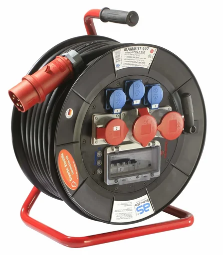 "Profi-Trommel Mammut 460 Version 4, 40m, 3 Steckdosen 230V, 2+1-CEE Steckdosen, mit Trage- und Fußgestell image"