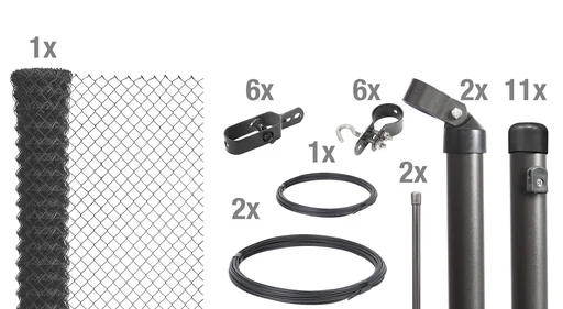 "Maschendrahtzaun als Zaun-Komplettset, zum Einbetonieren, anthrazit-metallic, Höhe 80 cm, Länge 25 m image"