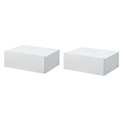 "2 tlg. Wandnachttische Nachttisch Wandschrank mit Schublade Spanplatte Weiß 40 x 30 x 15 cm image"