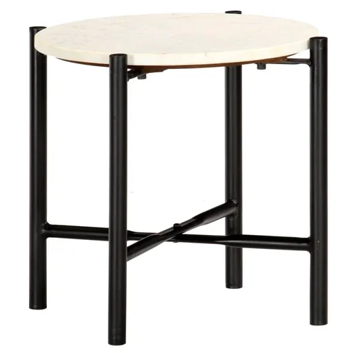 "Couchtisch 40x40x40 cm Echtstein mit Marmorstruktur weiß image"