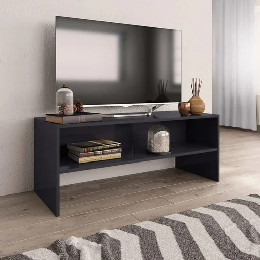 "TV-Schrank 100x40x40 cm Spanplatte Hochglanz grau image"