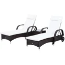 Rattan Sonnenliegen mit Tisch grau