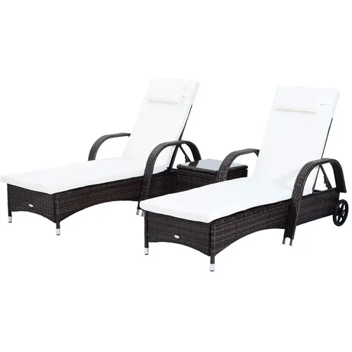 "Rattan Sonnenliegen mit Tisch grau image"
