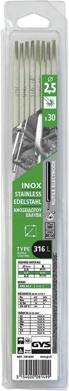 Edelstahl Elektroden 316 L , 2,5 x 300 mm, 30 Stück
