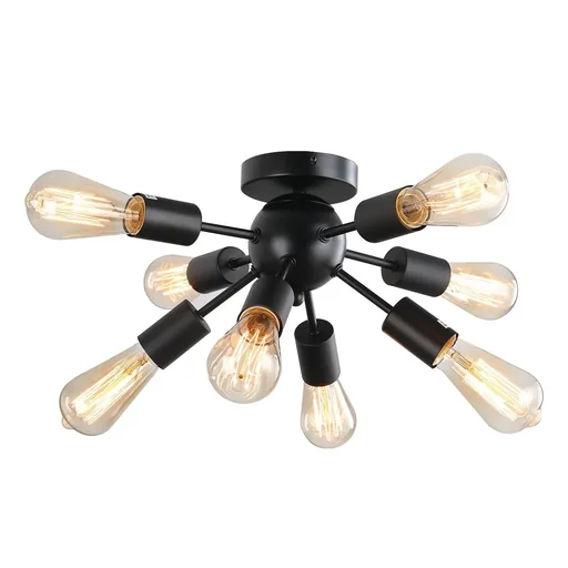 "Deckleuchte Deckenlampe Wandlampe Glas Bürolampe LED Deckenbeleuchtung für Bad Küche Balkon Korridor 40W, Schwarz, Stahl image"