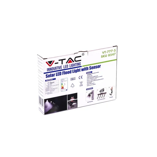 "VT-777-5 Scheinwerfer mit Sensor - Solar - 5W - 4000K - 500 Lumen image"