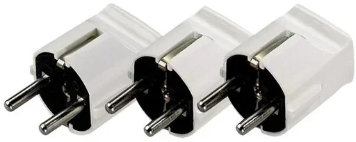 "Schutzkontaktstecker 10 A, 250 V, weiß - 3 Stück aus Kunststoff image"