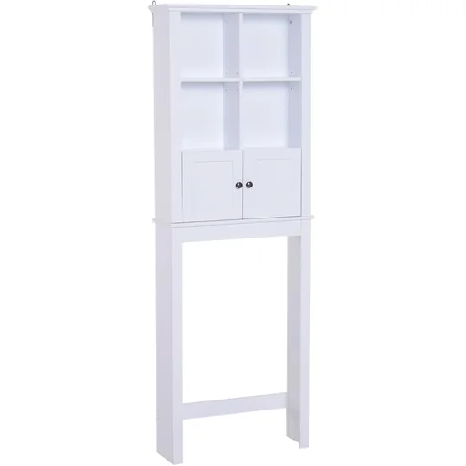 "Badschrank Hochschrank Badmöbel Wandschrank Mehrzweckschrank 6 x Fach Holz Weiß 60 x 19,6 x 170,5 cm image"