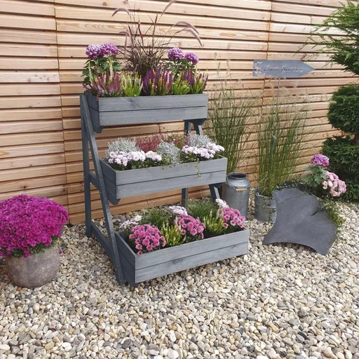 "Pflanztreppe mit Kästen, grau image"