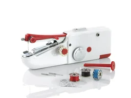 Mini-Hand-Nähmaschine, kompakt, Weiß/ Rot