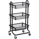 Küchenwagen Küchenregal Metallregal Allzweckwagen Allzweckregal 3xKorb Karbonstahl Schwarz 47x38,5x89cm