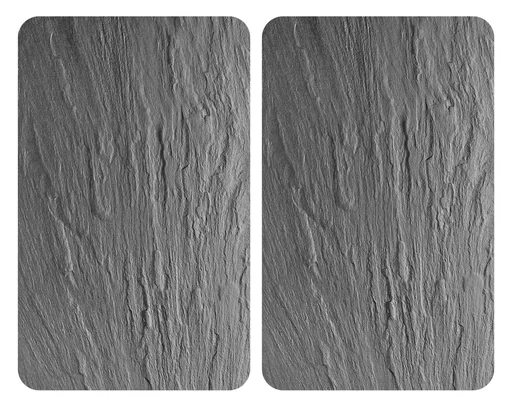 "3 in 1 Herd-Abdeckplatten, Schneidbretter, Arbeitsplatten, Glas, in Schiefer-Optik, je 52 x 30 cm, 2er-Set image"