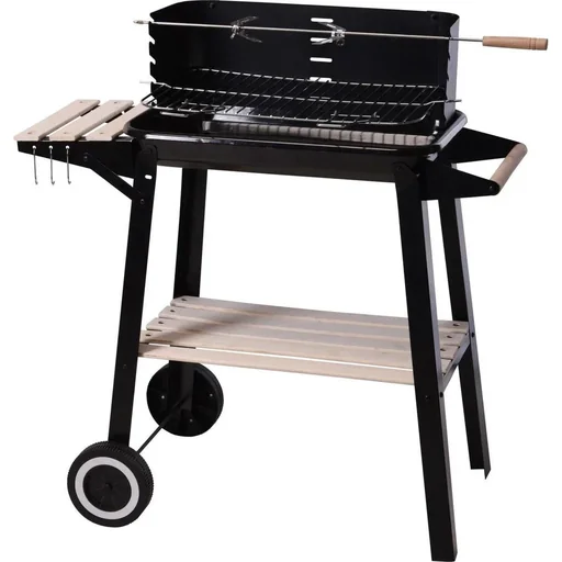"Holzkohlegrill - Grillfläche 54 x 34 - Edelstahl - Schwarz - Mit Spieß image"