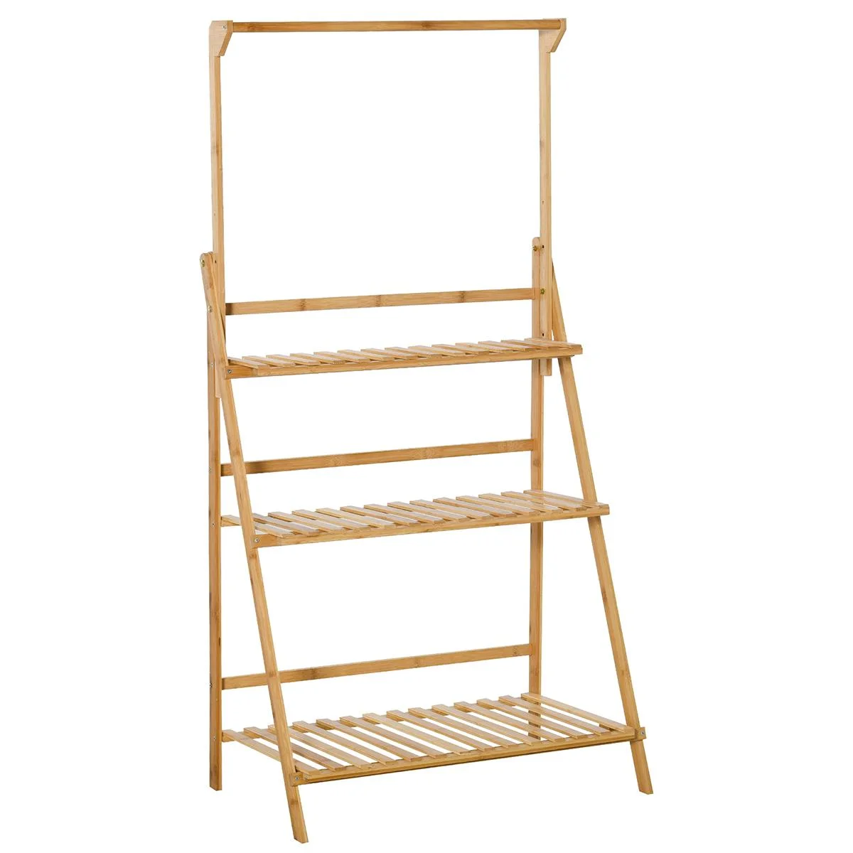 Blumentreppe aus Holz Pflanzenständer Leiterregal einstellbare Hängehöhe Blumenständer hängende Bamboo Natur innen drauß