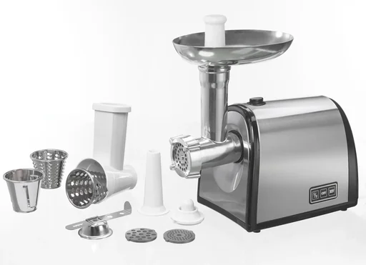 "Edelstahl Fleischwolf mit Spritzgebäckvorsatz und Gemüseschneidaufsatz image"