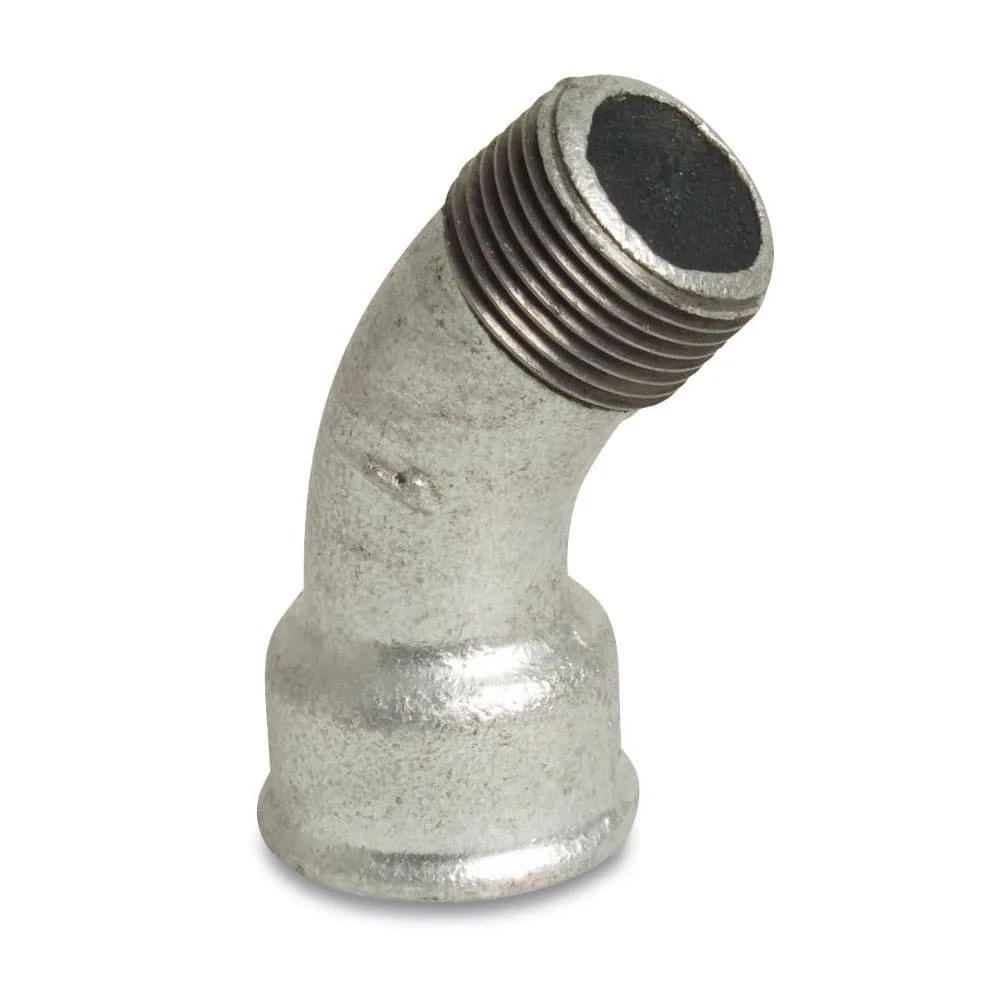 "Tempergussfitting, Gewindefitting, Bogen 45 Grad, 1/2 Zoll image"