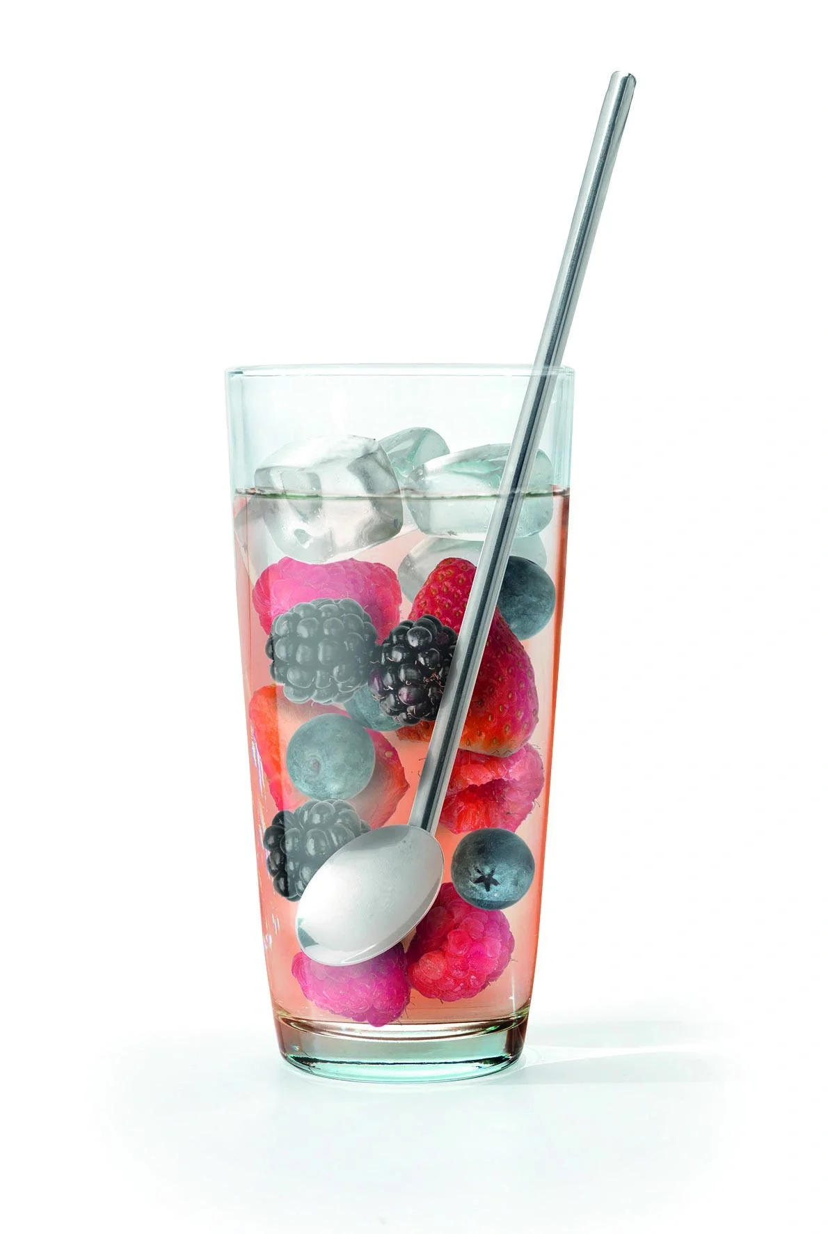 2 in1 Trinkhalme und Cocktaillöffel Inox, geknickt, Edelstahl, mit Reinigungsbürste, 5-teilig