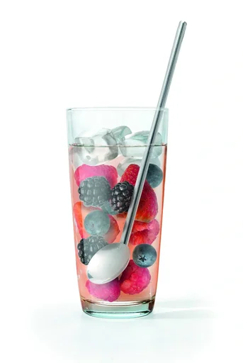 "2 in1 Trinkhalme und Cocktaillöffel Inox, geknickt, Edelstahl, mit Reinigungsbürste, 5-teilig image"