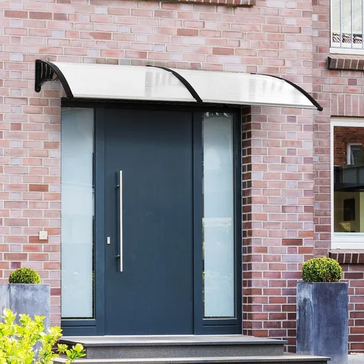 "Pultvordach Vordach für Haustür 80x195x23 cm Überdachung 5mm Polycarbonat Sonnenschutz Regenschutz für draußen Alu Tran image"
