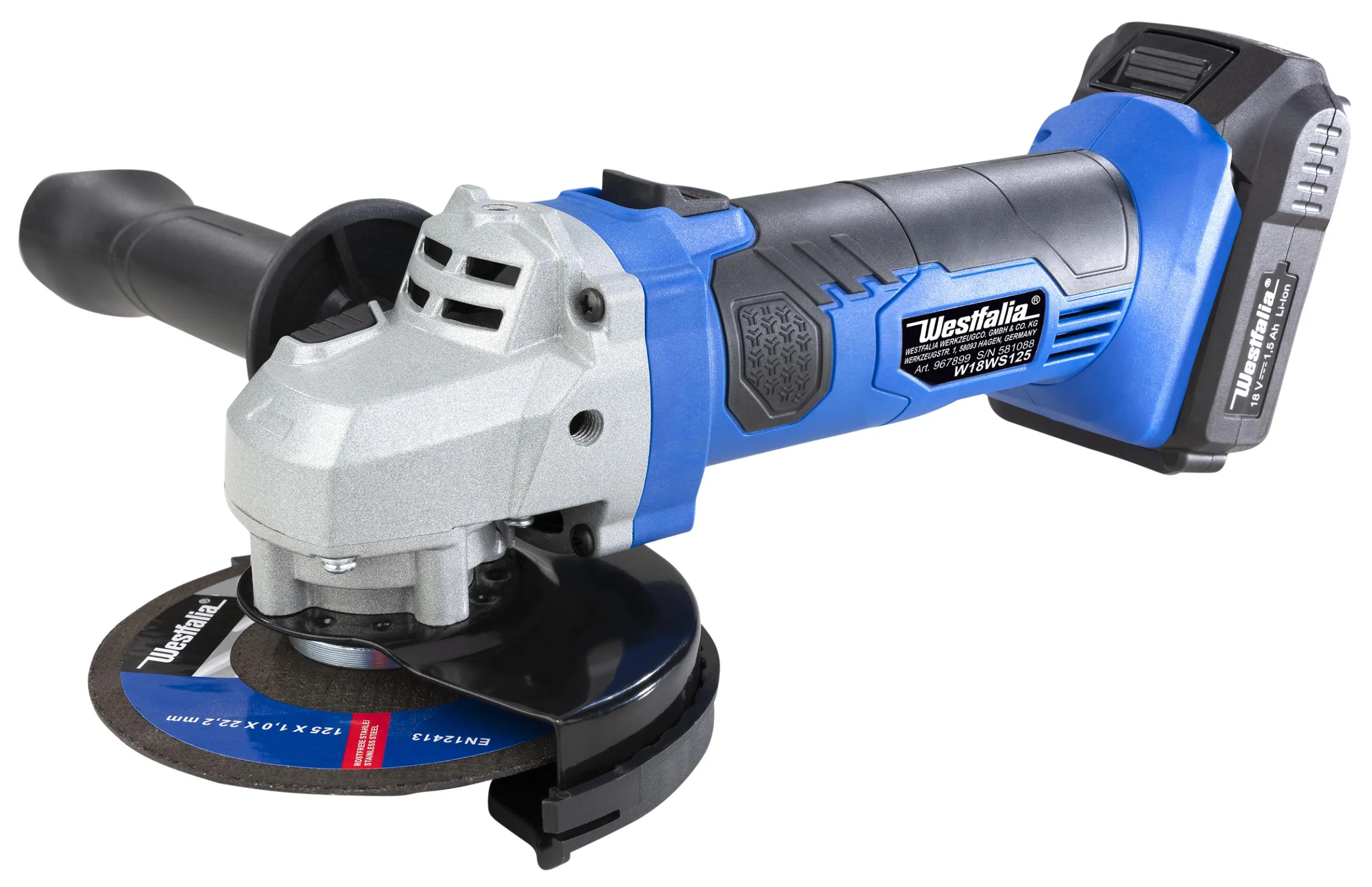 Akku Winkelschleifer 18 Volt W18WS125 inklusive Akku und Ladegerät